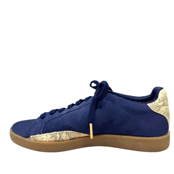 Puma Match Sneakers Women’s Size 7 Navy Suede Gold Snake Detail Gum Sole - Picture 9 of 13